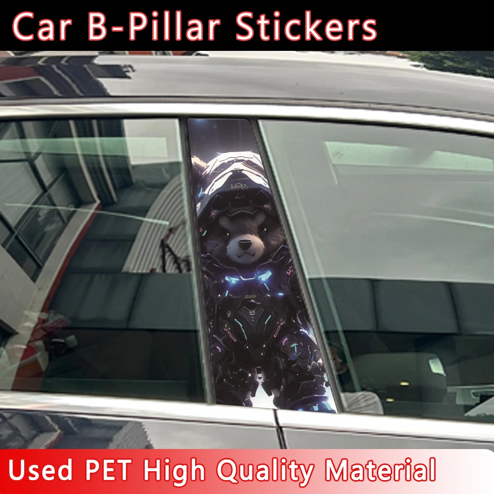 

2pcs set Anime Car Stickers DIY Car B-pillar Cover Scratches Waterproof Durable Cartoon Automobile Decoration Auto PET Decals