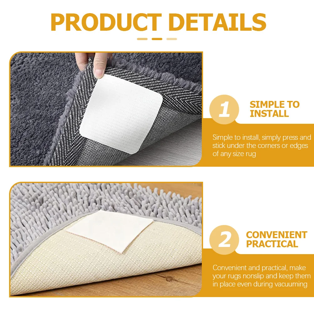 12 قطعة مقابض زوايا البساط غير القابلة للانزلاق للاستخدام الداخلي والخارجي تمنع الشباك انزلاق قابل للغسل وقابلة لإعادة الاستخدام مقابض زوايا البساط #6