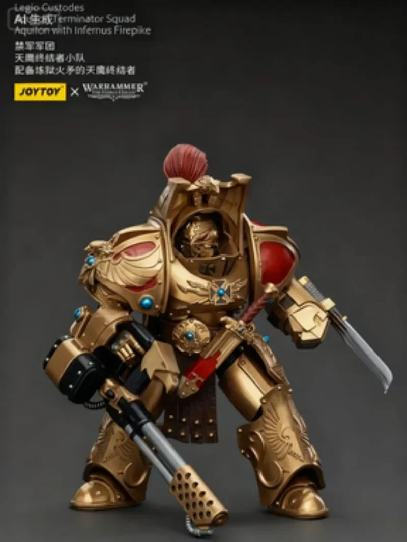 Original JOYTOY  Legio CustodesAquilon Terminator SquadAquilon with Infernus Firepike 1/18 Action Figure In Stock