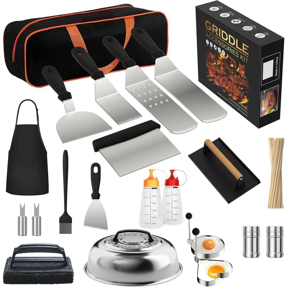 

Griddle Accessories Kit for Perfect Lat Top Grill Outdoor, Proportional Round Melting Dome with Cast Iron Smash Burger Pro Barbe