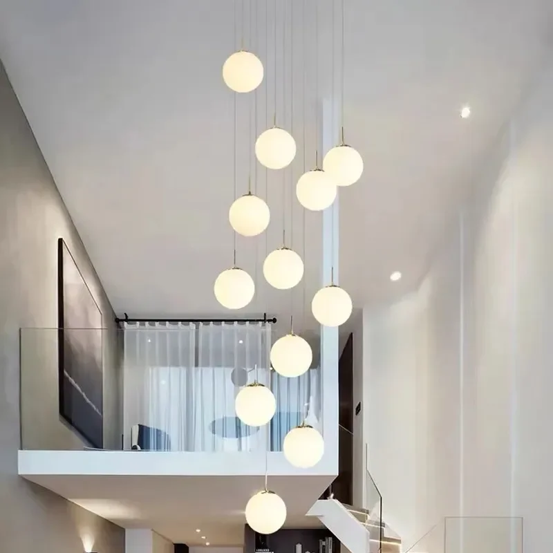 Imagem -03 - Nordic Bola de Vidro Led Luzes Pingente para Sala Estar Jantar Escadas Loft Lustre Teto Decoração Casa Luminária Interior