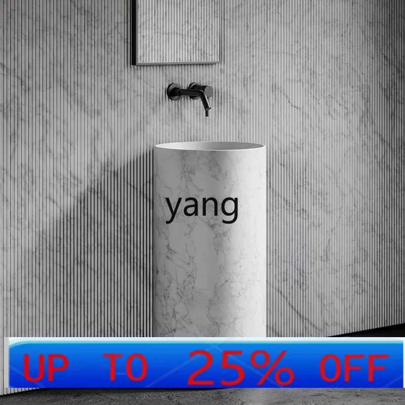 LTT Minimalist Floor Balcony Vertical Marble Column Basin Washbasin Apartment Outdoor Washbasin