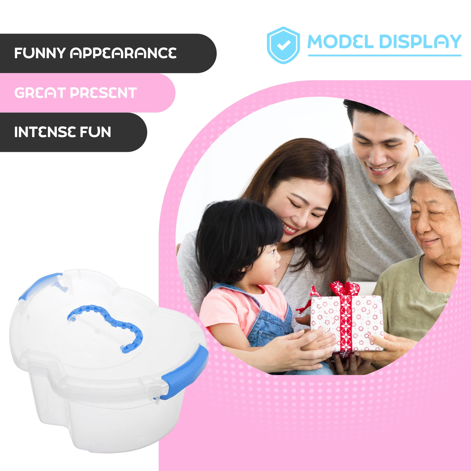 

Cute Heart Shape Storage Box Large Capacity Kids Room Organizer Transparent Plastic Bin Lid Clear Tote Container