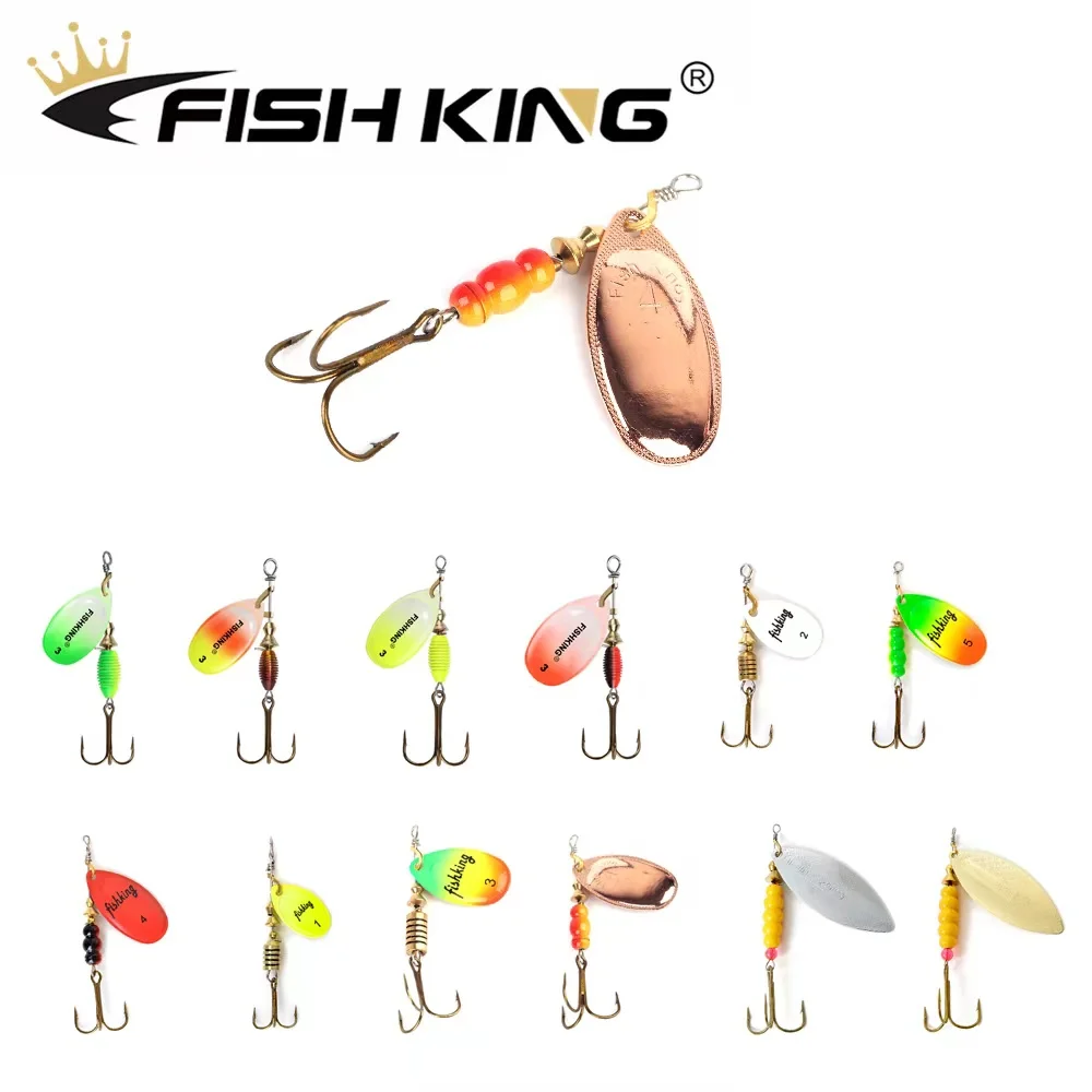 FISH KING 1pcs Spinner Blade Metal Lure 1#-5# Spinning Spoon Fishing Lure Hard Artificial Lure Spoon Copper Freshwater Hand Lure