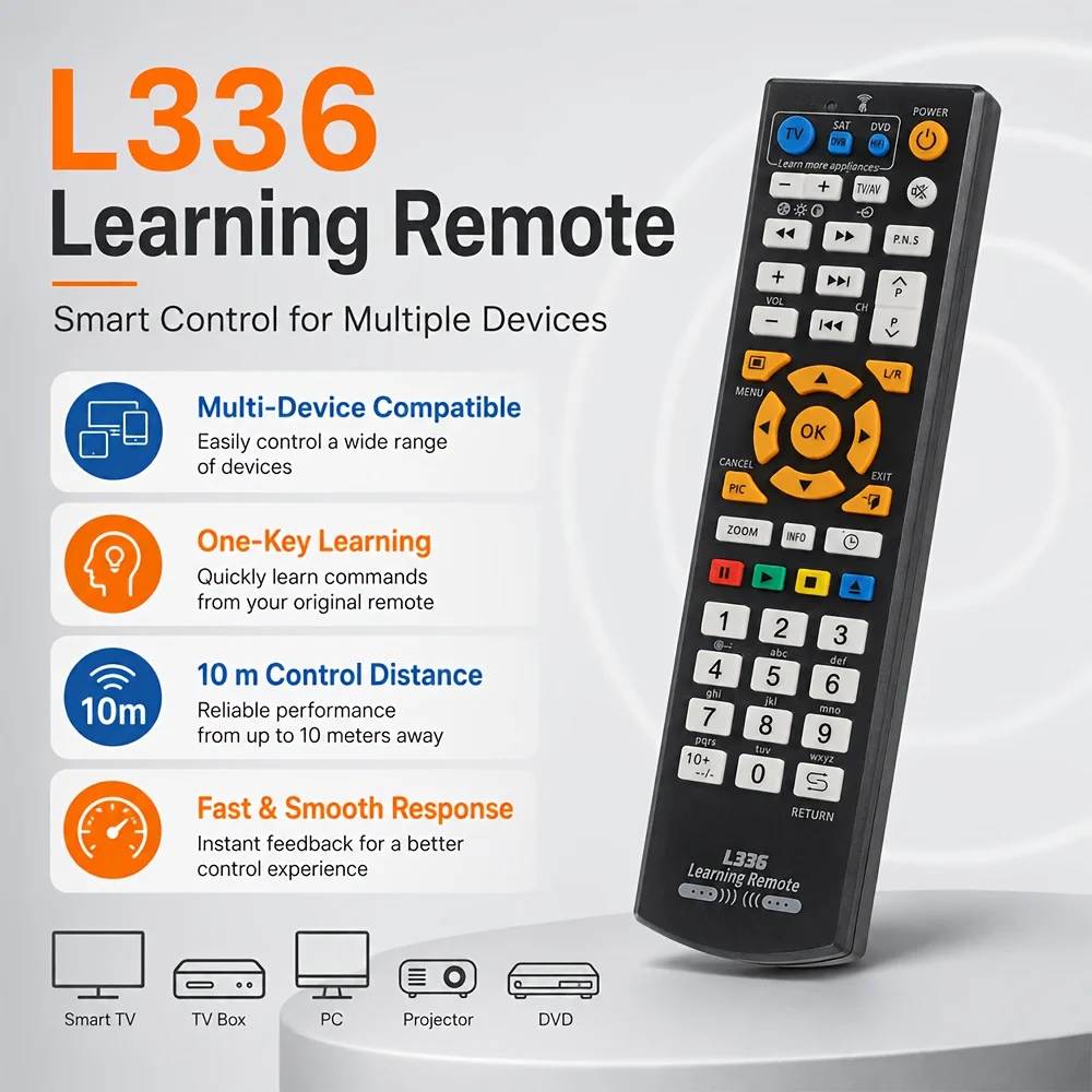 42-Key Universal Smart L336 Remote Control IR Learning Controller with Learning Function for TV/VCR/SAT/CBL/STR-T/DVD/VCD/CD