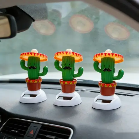 Car Ornaments Soldier Solar Powered Dancing Shaking Head Cartoon Creative Gift Cactus Auto Dashboard Decoration Car Accessories