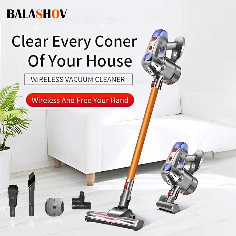 Cordless Stick Vacuum Cleaner with LED Light Foldable Handheld Vacuum Cleaner for Hard Floor Corner Window Shade Carpet Cleaning