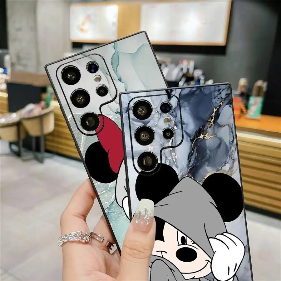 Disney mickey caso para samsung galaxy s25 borda s24 plus s21 fe s23 ultra s20 preto macio capa de telefone