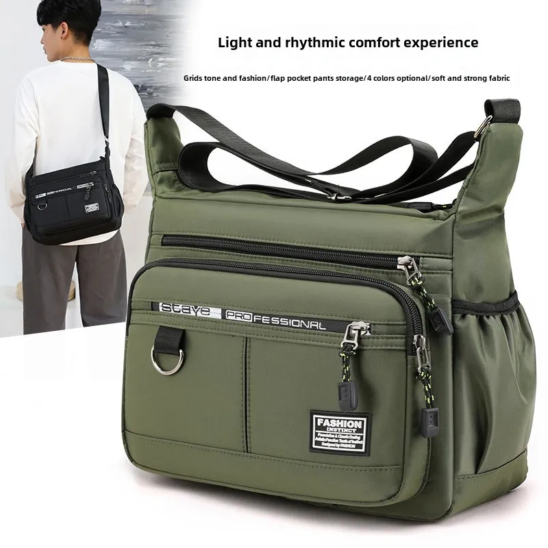 Design Oxford Shoulder Bag Large Capacity Men's Casual Multi-layer Pocket Fashion Single Shoulder Crossbody Luxury Messenger Bag