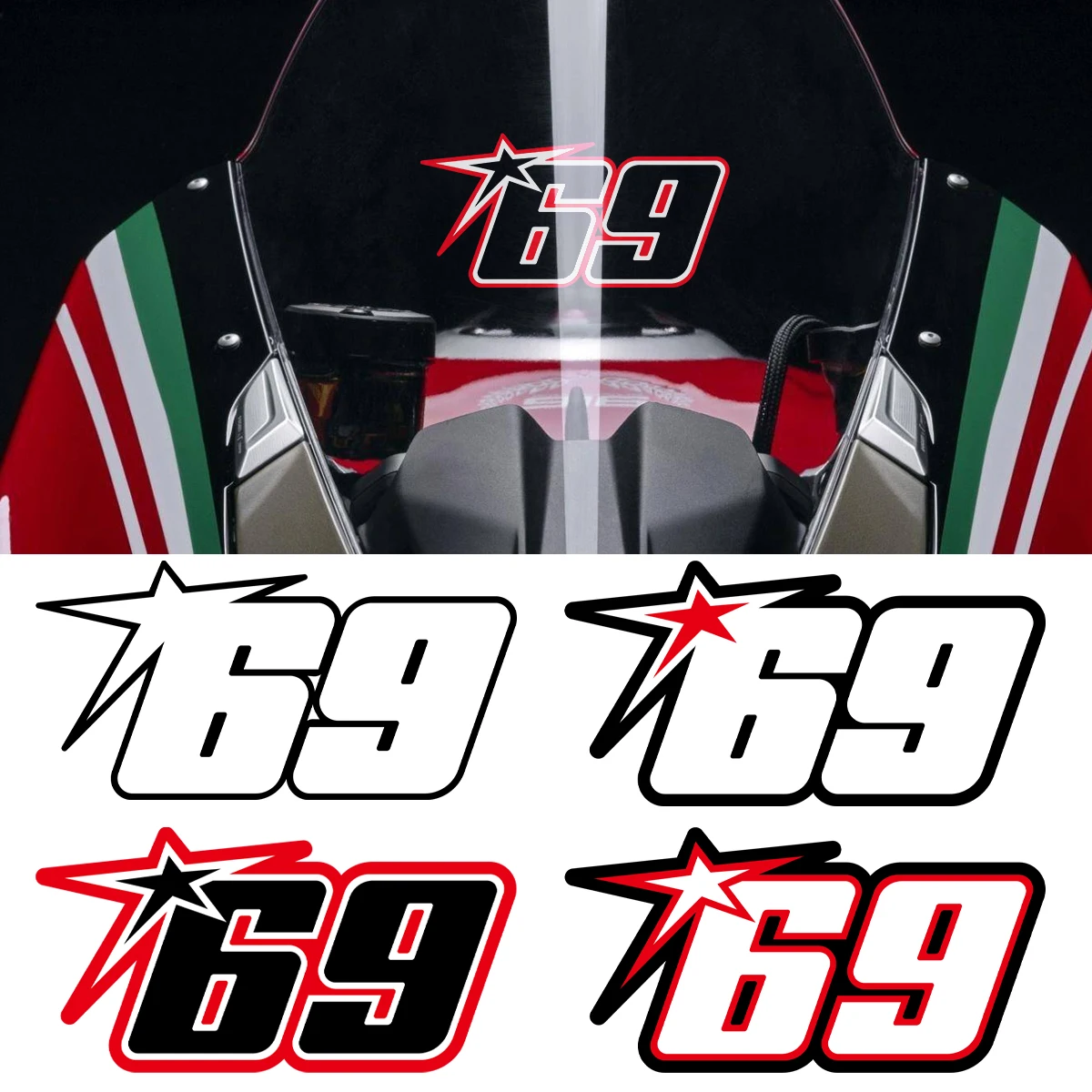 

Waterproof Reflective Motorcycle Stickers PVC OEM Number 69 Decals for R1 Helmet Tank Body Moto Custom Decor Accessories