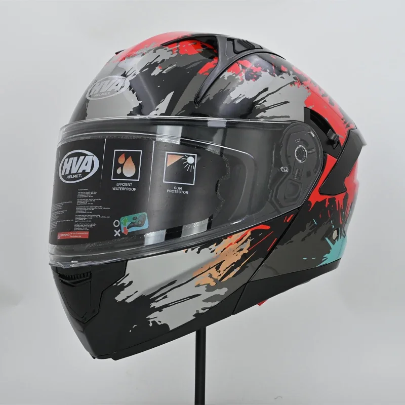 HVA Full Face Motorcycle Helmets Double Visors Modular Flip Up Helmet DOT Approved Casque Moto Racing Casco Abatible Para Moto