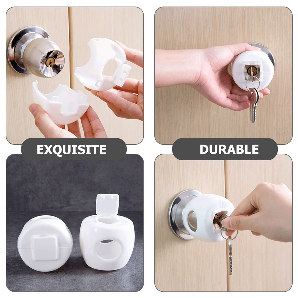 

5Pcs Round Door Handle Cover Child Safety Locks for Doors PP Material Anti Static Noise Reduction Wall Protection