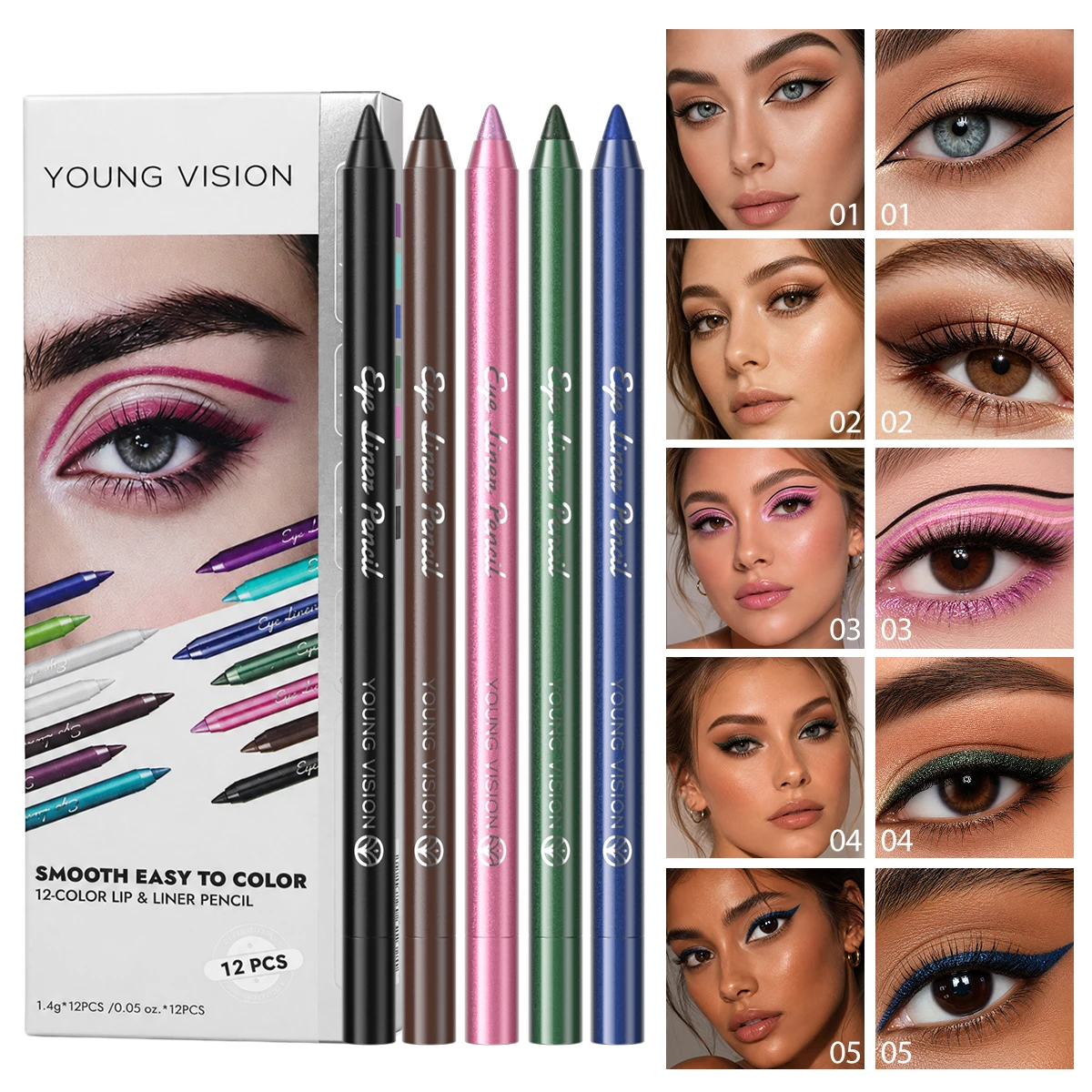 3pcs/12pcs multi-function eye shadow pen Pearl eyeliner gel pen Eye makeup pen Silky-Soft, No Drag, No Crease