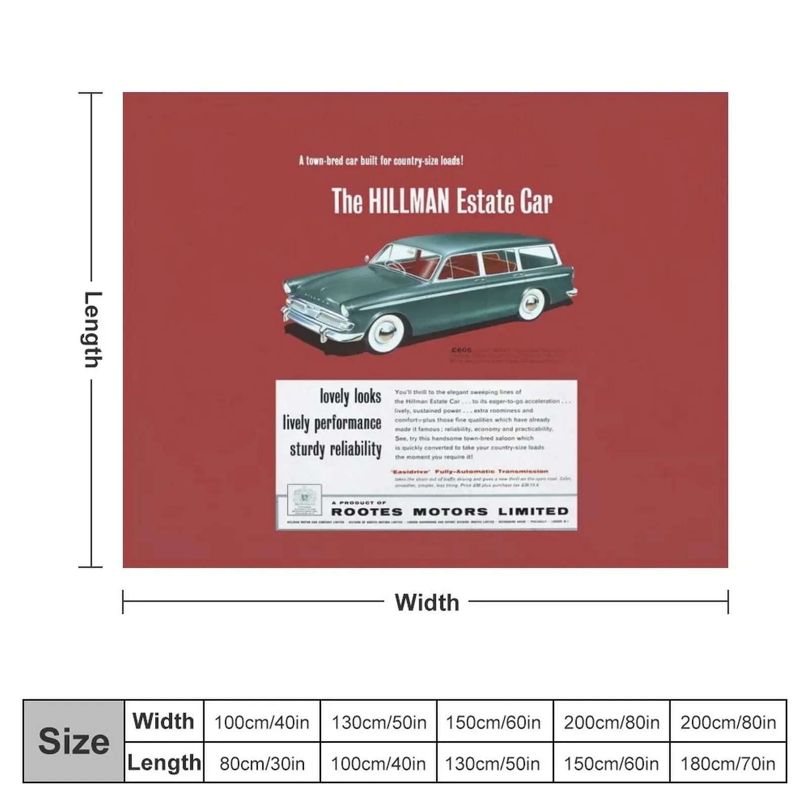 1960 HILLMAN ESTATE CAR - ADVERT Throw Blanket Bed linens valentine gift ideas Luxury Throw Blankets