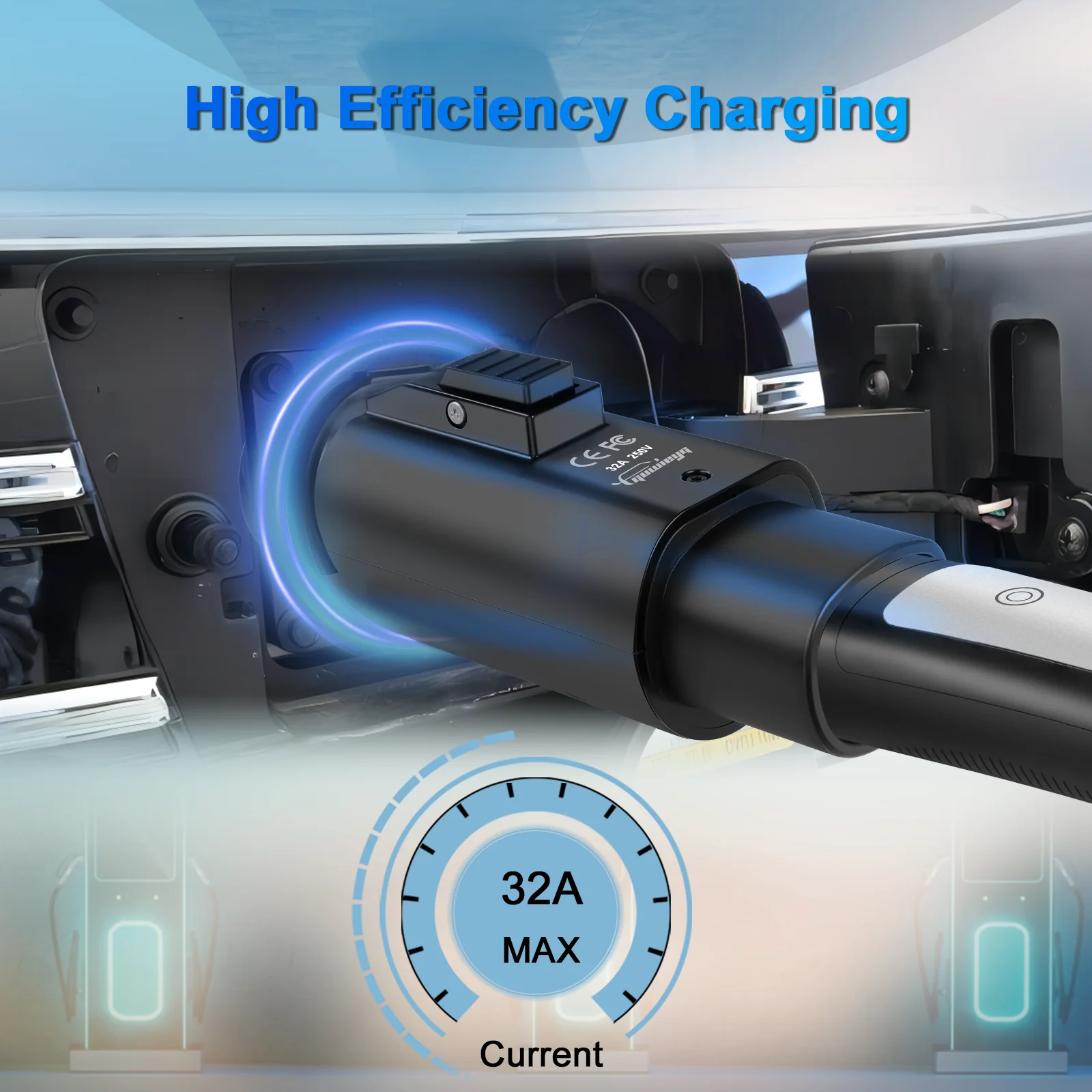 GUWIEYG EV Adapter 32A for Tesla To GBT EVSE Adapter 250V Charging Connector Fit with all GBT Standard Cars