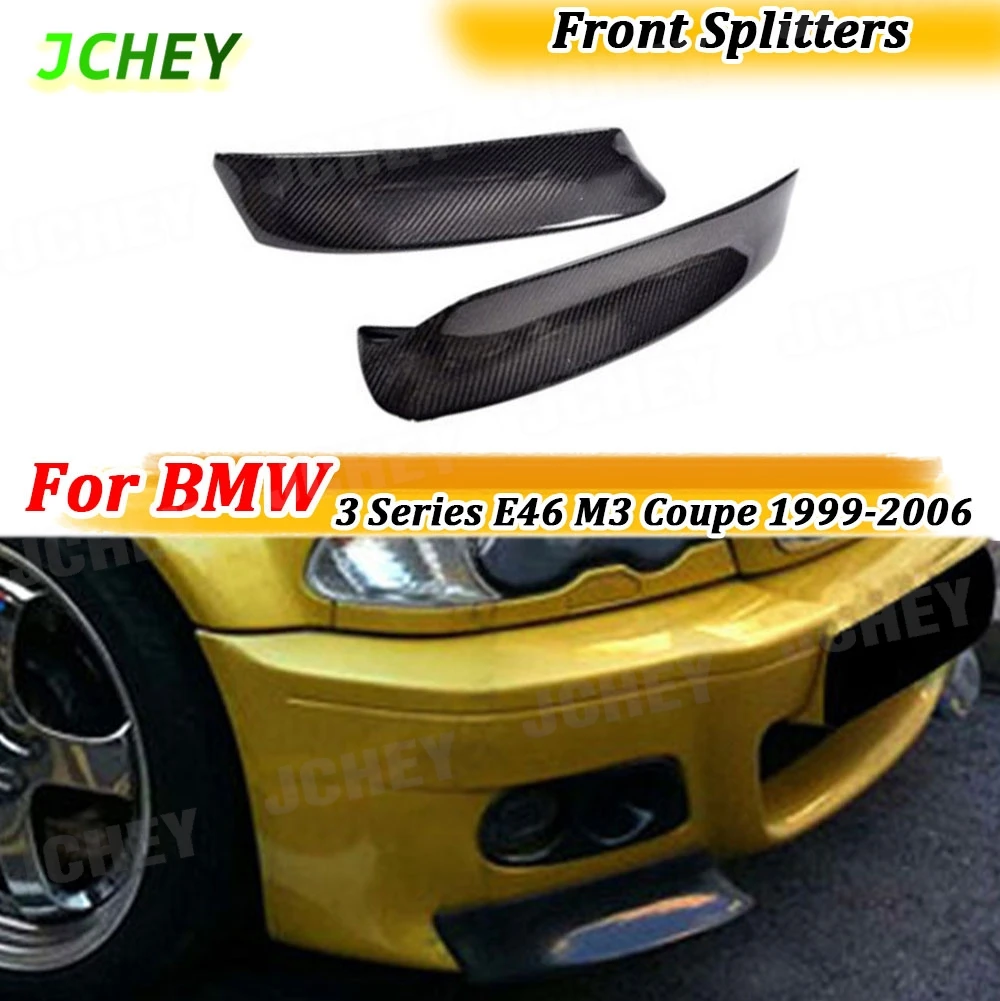 

JCHEY Carbon Fibe Car Front Bumper Lip Splitters Aprons Flaps For BMW 3 Series E46 M3 Coupe 1999-2006 Bumper Trims Spoiler FRP