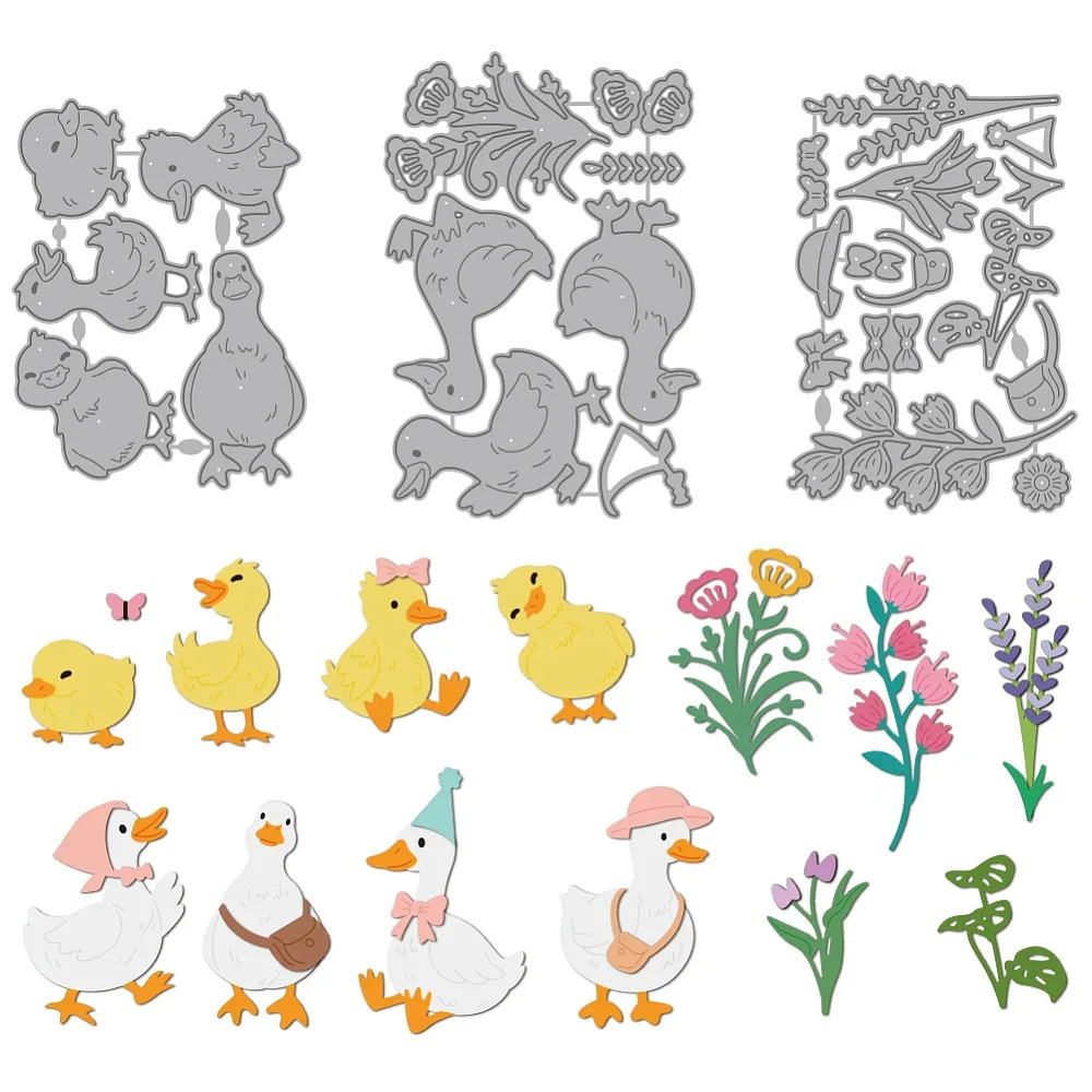 Blumen- und Enten-Stanzformen aus Kohlenstoffstahl für DIY-Scrapbooking, Fotoalben, dekorative Prägung, Papierkarten