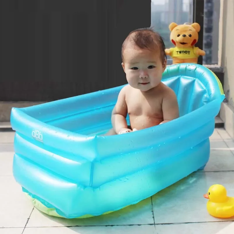 Baby Inflatable Bathtub, Portable Baby Bath Tub Non-slip Travel Bathtub Mini Air Swimming Pool Child Thick Folding Shower Tub