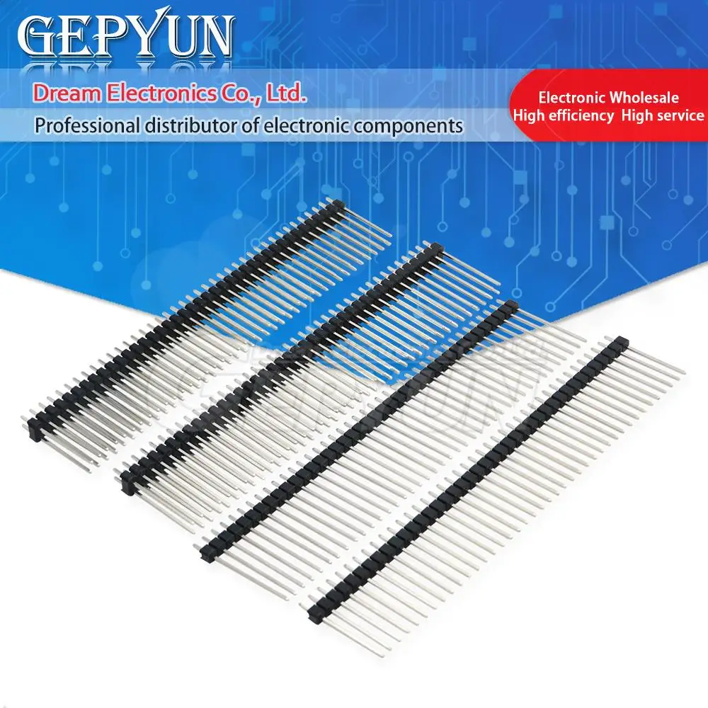 10PCS Single Double Row Male 1x40P/2x40P 2.54mm Height Long Breakable Pin Header Needle length 15 17 19 20 21 23 25mm NEW