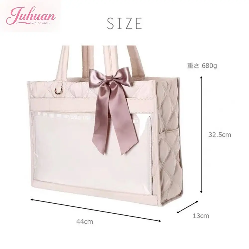 Japanese Ribbon Ltabag Women Large Capacity Food Intake Two-dimensional Bar Millet Bow Cute One Shoulder Underarm Tote Bags Girl