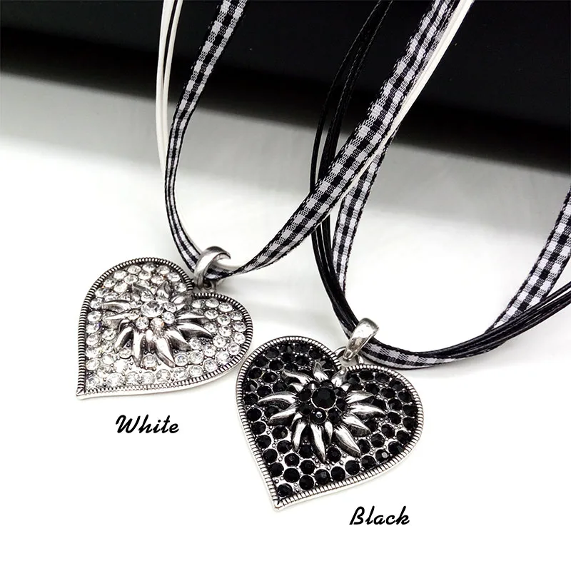 Hotsale New Arrival Pendant&Necklaces Zinc Alloy Heart Edelweiss Necklace Rope Ribbon Chain Women Fashion Jewelry Wholesale