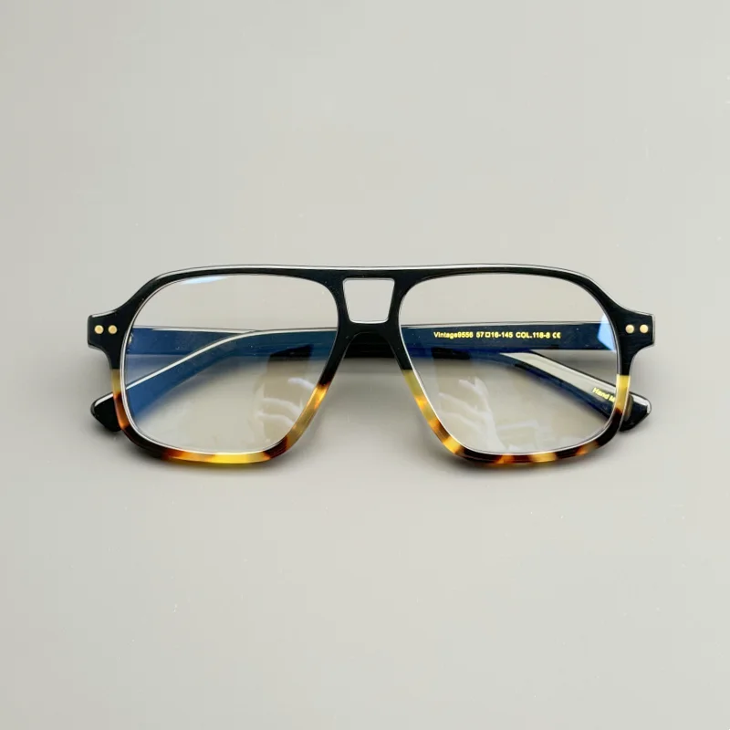 Vintage twin-beam frames Men's acetate optical frames Handmade prescription glasses for myopia women designer luxury brand glass