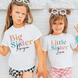 Personalized Big Sister Little Sister Print Family Matching Shirt Custom Name Boys Girls Sibling T-shirt Kids Short Sleeve Tee