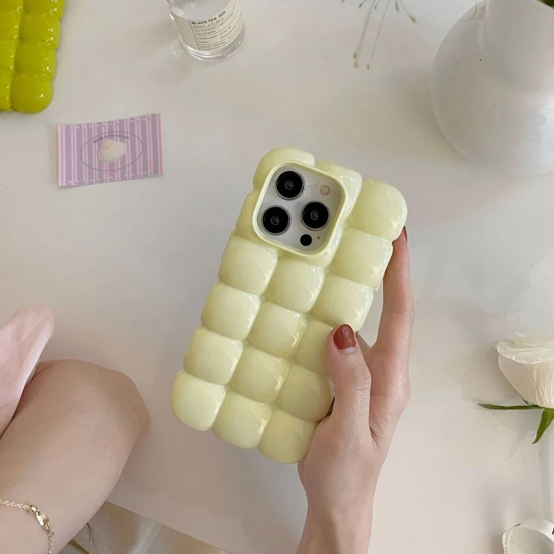 Solid Color Macaron Soft Phone Case for iPhone 16 Egg Cub Pattern 15pro Max 14 All Inclusive 13 Anti Drop 12 11 Protective Cover