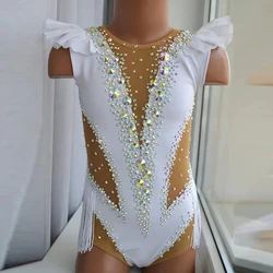 Rhythmic Gymnastics Leotards Artistic Gymnastics Leotards Women's Girls' Leotard Mesh Spandex High Elasticity Handmade