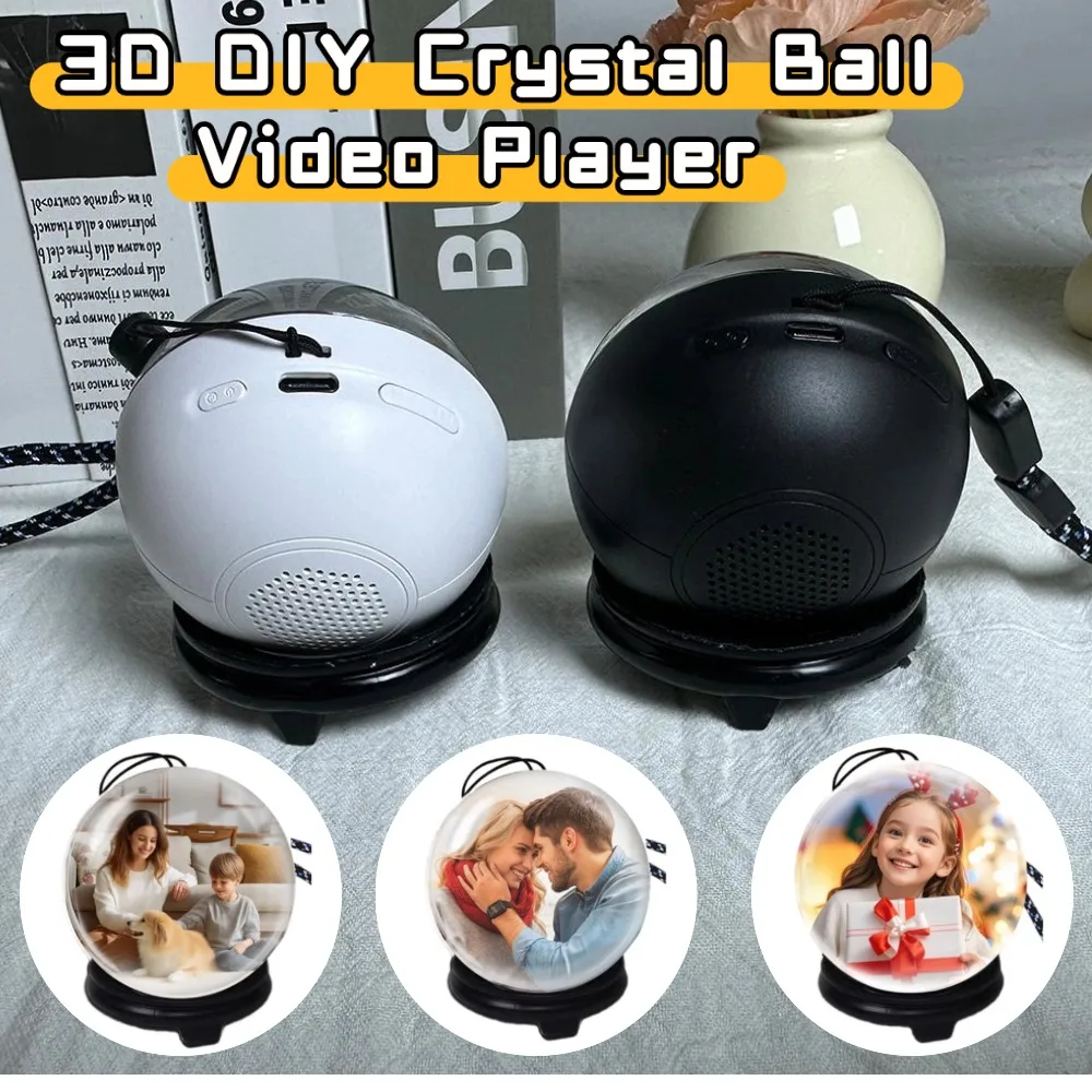 

3D Video Crystal Ball DIY Memory Art Glass Ball Video Display 2.7inchs Screen Companion Video Player For Family