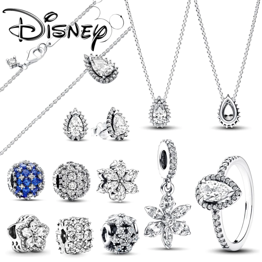 2024 Disney Forever Sparkling Ring Necklace Pendant Charm Bead Fit Original Pandora Bracelet DIY Jewelry Women Gift