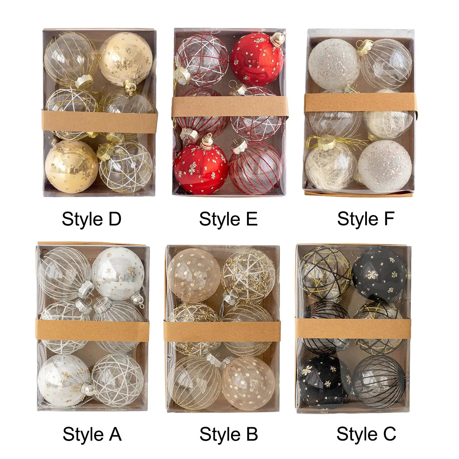 Juego de 6 adornos de bolas de Navidad, decoraciones para árboles de Navidad, artesanías colgantes reutilizables, adornos navideños DIY para el patio del aniversario del hogar