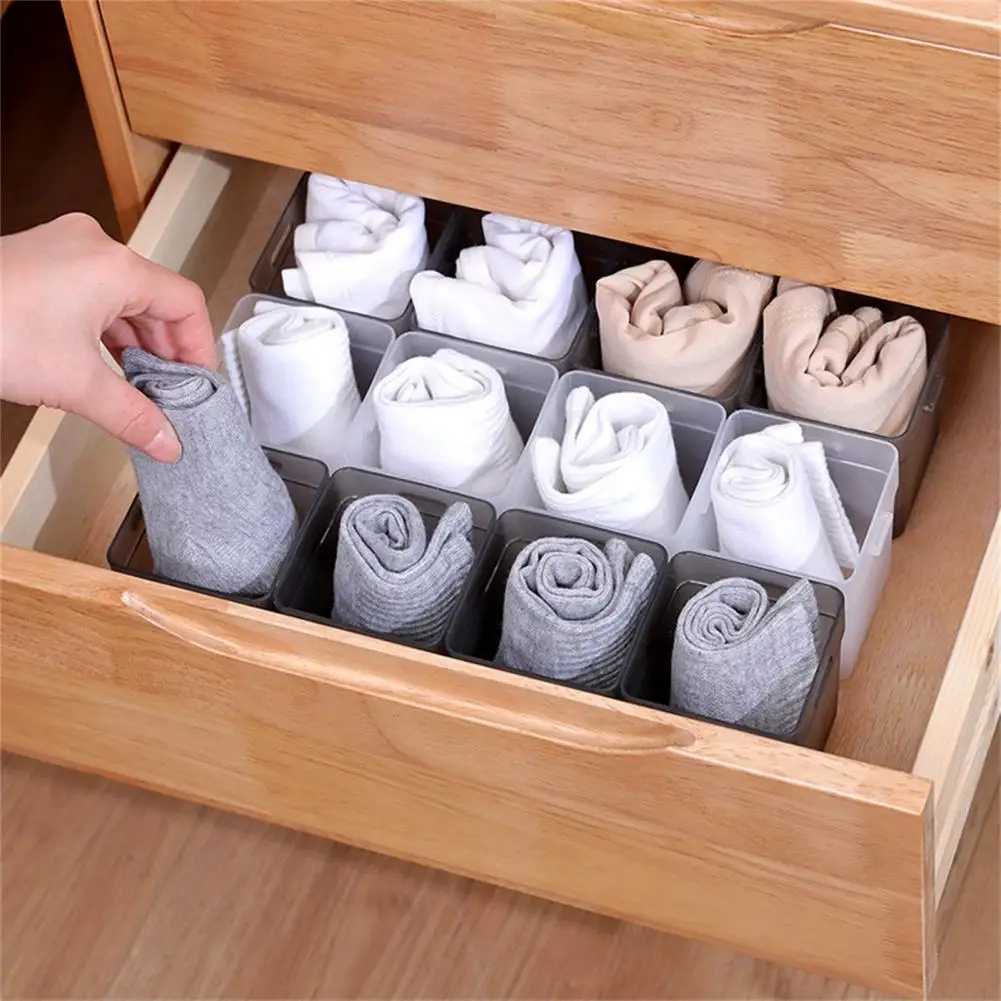 2Pcs Socks Underwear Holder Panties Socks Storage Boxes Wardrobe Clothes Underwear Organizer Drawers Separator Boxes Pencil Box