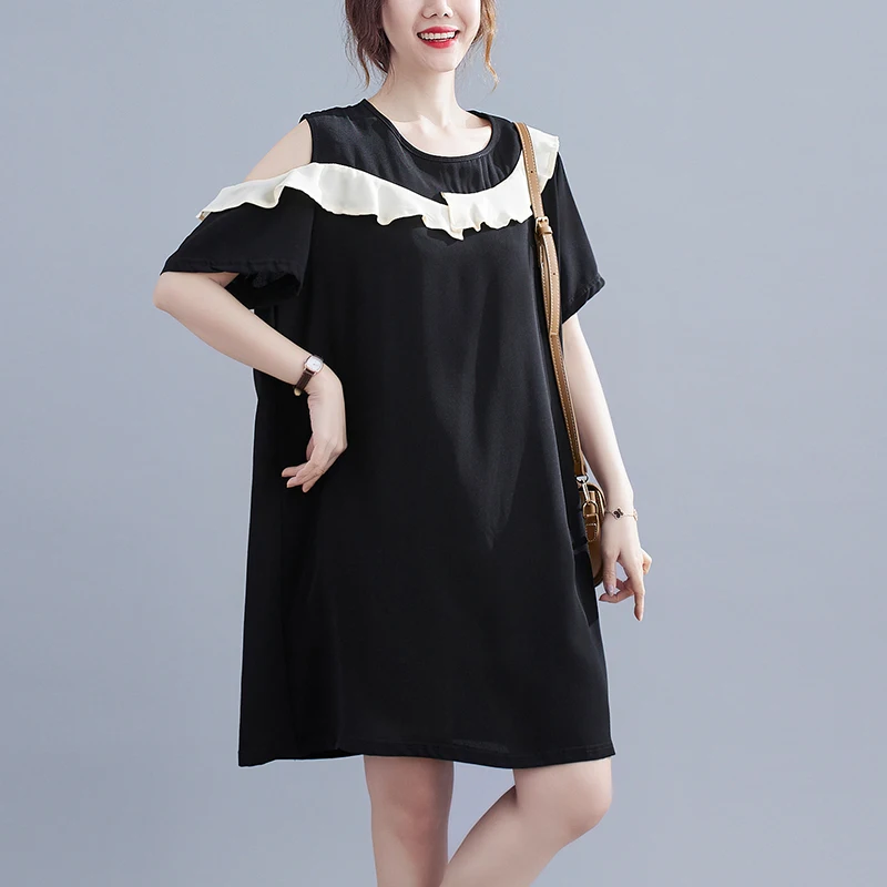 느슨한 끈이 없는 섹시한 여성 드레스, 캐주얼 여름 드레스, 플러스 사이즈, 새로운 패션 드레스.