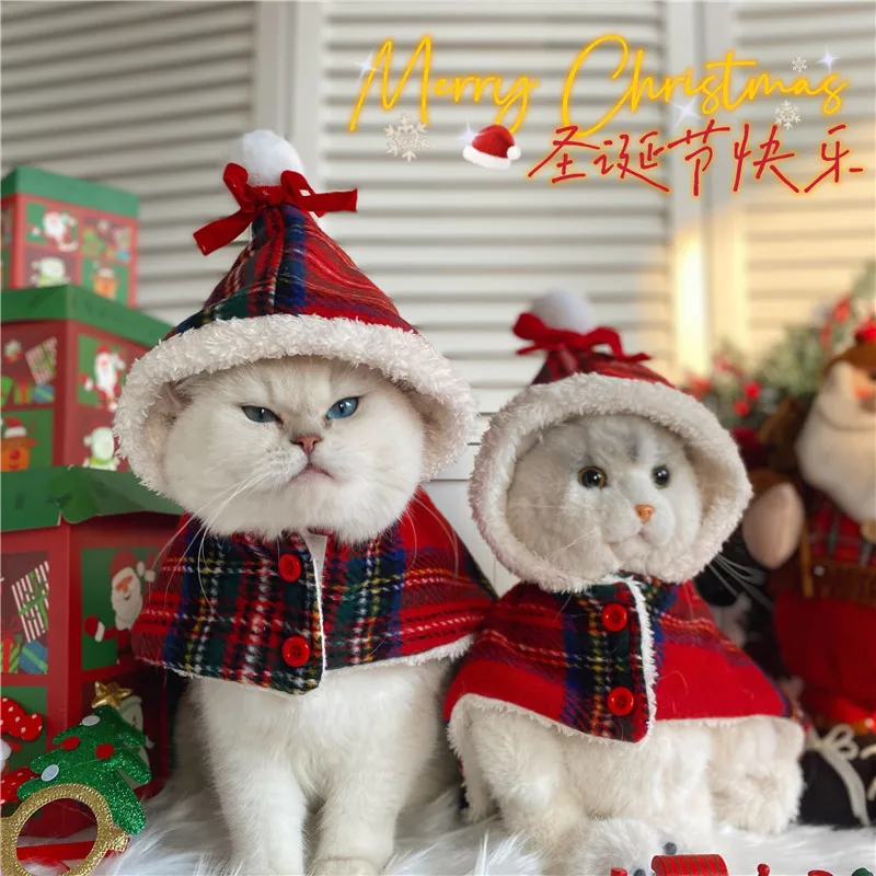 Christmas Pet Clothing Cloak Cat Role-playing Wearing Cloak Pet Hat Transformation Pet Dog Clothing Supplies Christmas Gifts