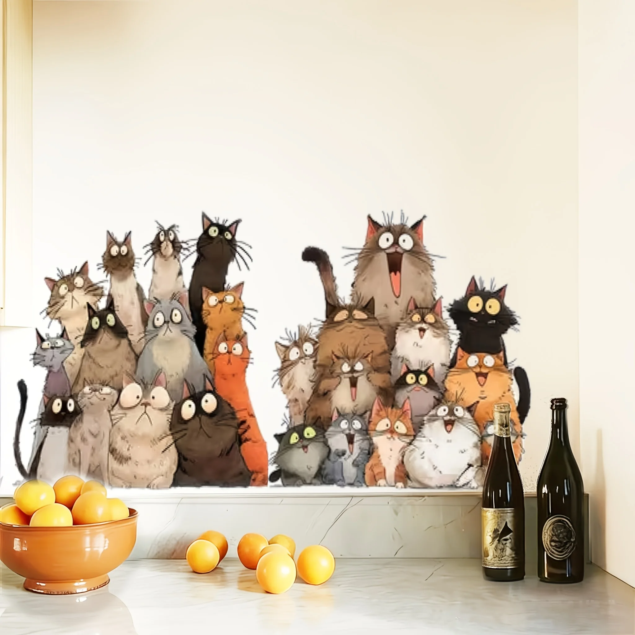 One Set Cute Lovely Cat Combo Wall Sticker Adorable Pet Animal Pattern Design