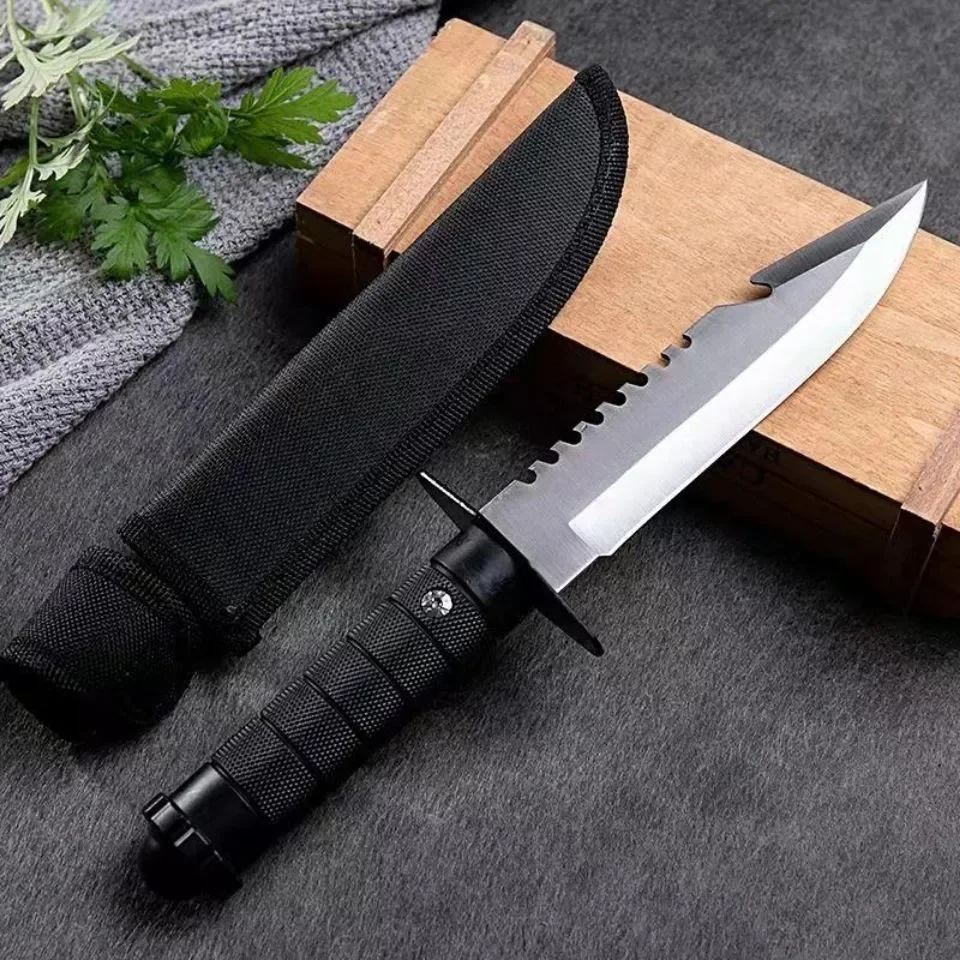 Stainless Steel Knife Steel Tactical Straight Knife Jungle Camping Self-defense Straight Knife Handle Hunting Knife