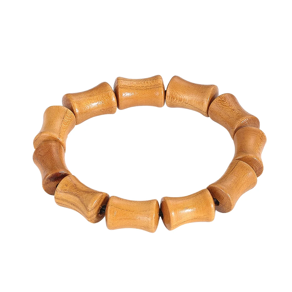 Braccialetto con ciondoli in legno di pesca naturale nodo di bambù Buddha Bead String bracciali elastici per uomo e donna regalo di gioielli in