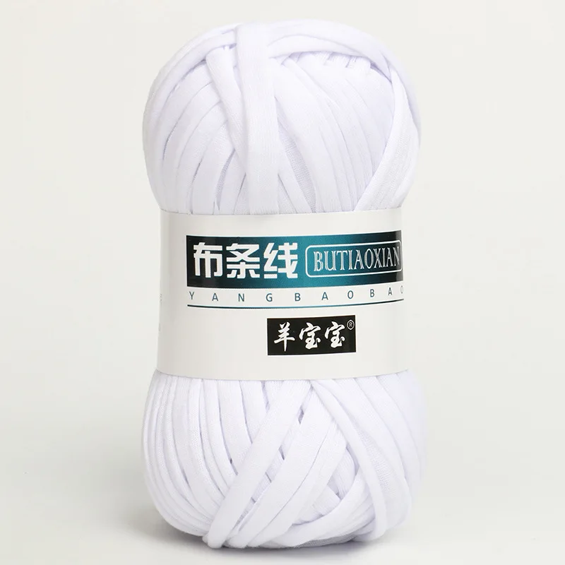 100 g T-Shirt-Strickgarn für Häkeltasche, Hut, Hausschuhe, Untersetzer, Deckengarn, weiches Polyester, gewebtes Garn, dickes, weiches Stoffgarn