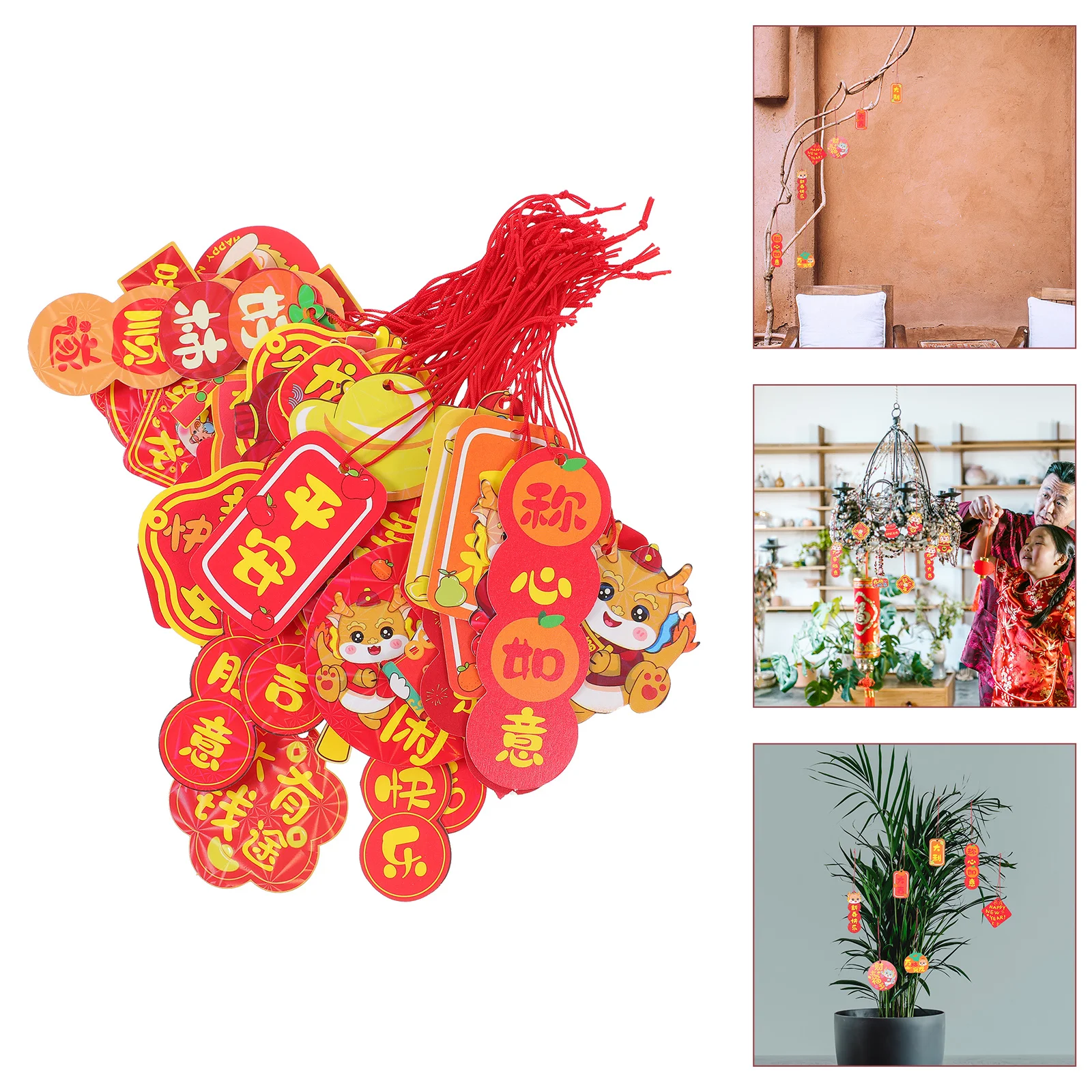 4 مجموعات المعلقات مهرجان الربيع النمط الصيني شنقا الديكورات مشرق اللون السنة الجديدة الديكور مهرجان الربيع المعلقات #5