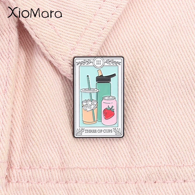 

Three Of Cups Tarot Cards Enamel Pin Symbol Friendship Cooperation Success Brooch Lapel Backpack Badge Jewelry Gift for Friends