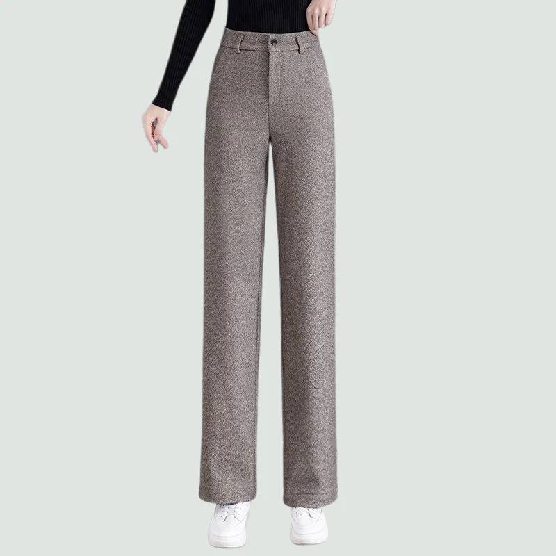 Pantalones de pierna ancha para mujer Otoño Invierno grueso Casual suelto adelgazante recto Casual pantalones occidentales para mujer TT545