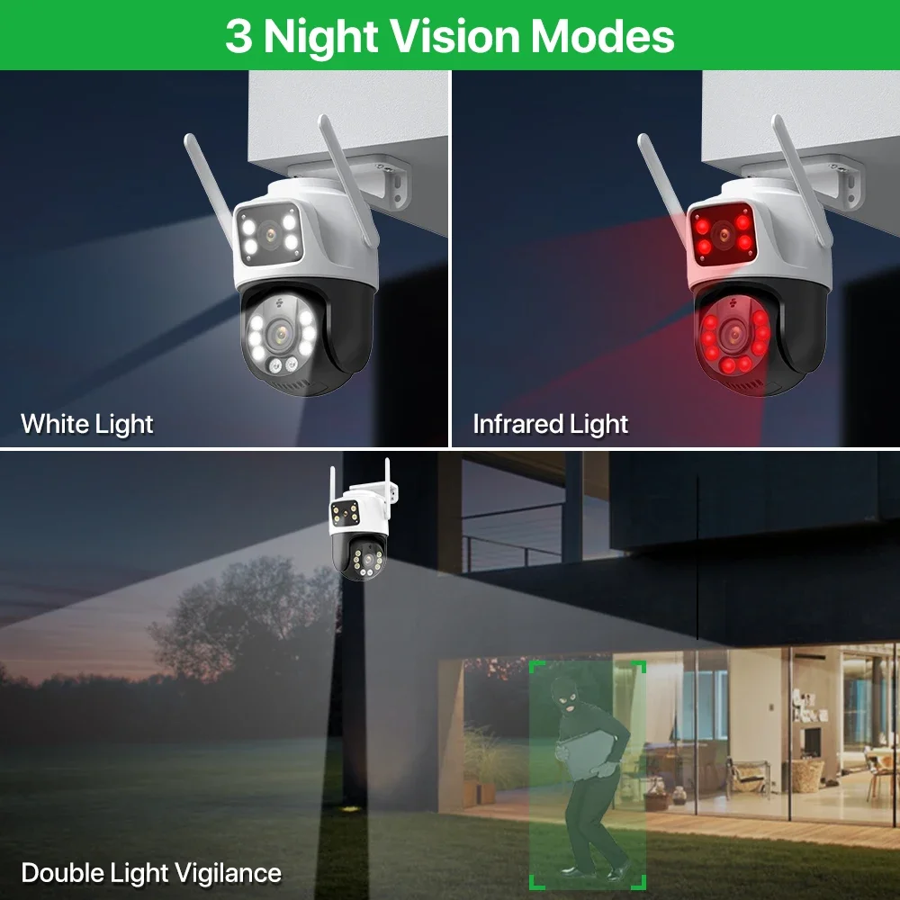 8MP 4K PTZ Camera IP Outdoor WiFi Camera HD 4MP H.265 Wireless Surveillance Security CCTV 4MP AI Tracking P2P Onvif iCsee