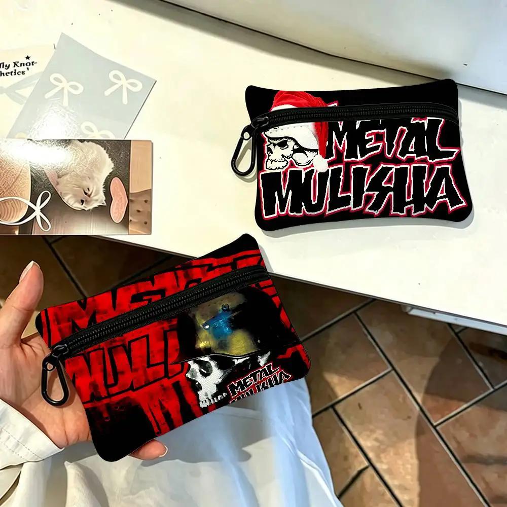 LOGO M-Metal M-Mulisha Oxford Coin Wallet Detachable Carabiner Hook Compact Storage Bag For Outdoor Shopping Accessory