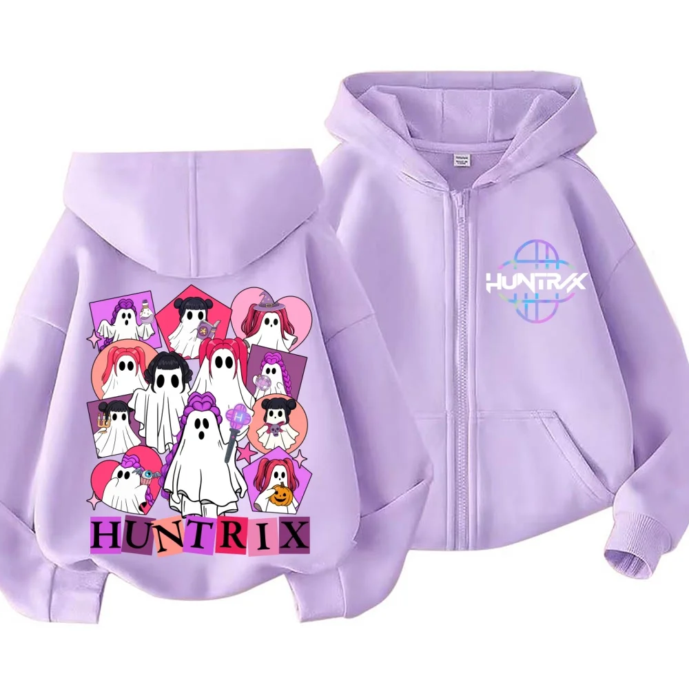 

Kids Cartoon Autumn New KPop Demon Hunters Zipper Hoodie Long Sleeve Sweatshirt Anime Boys Clothes Girls Stylish Casual​