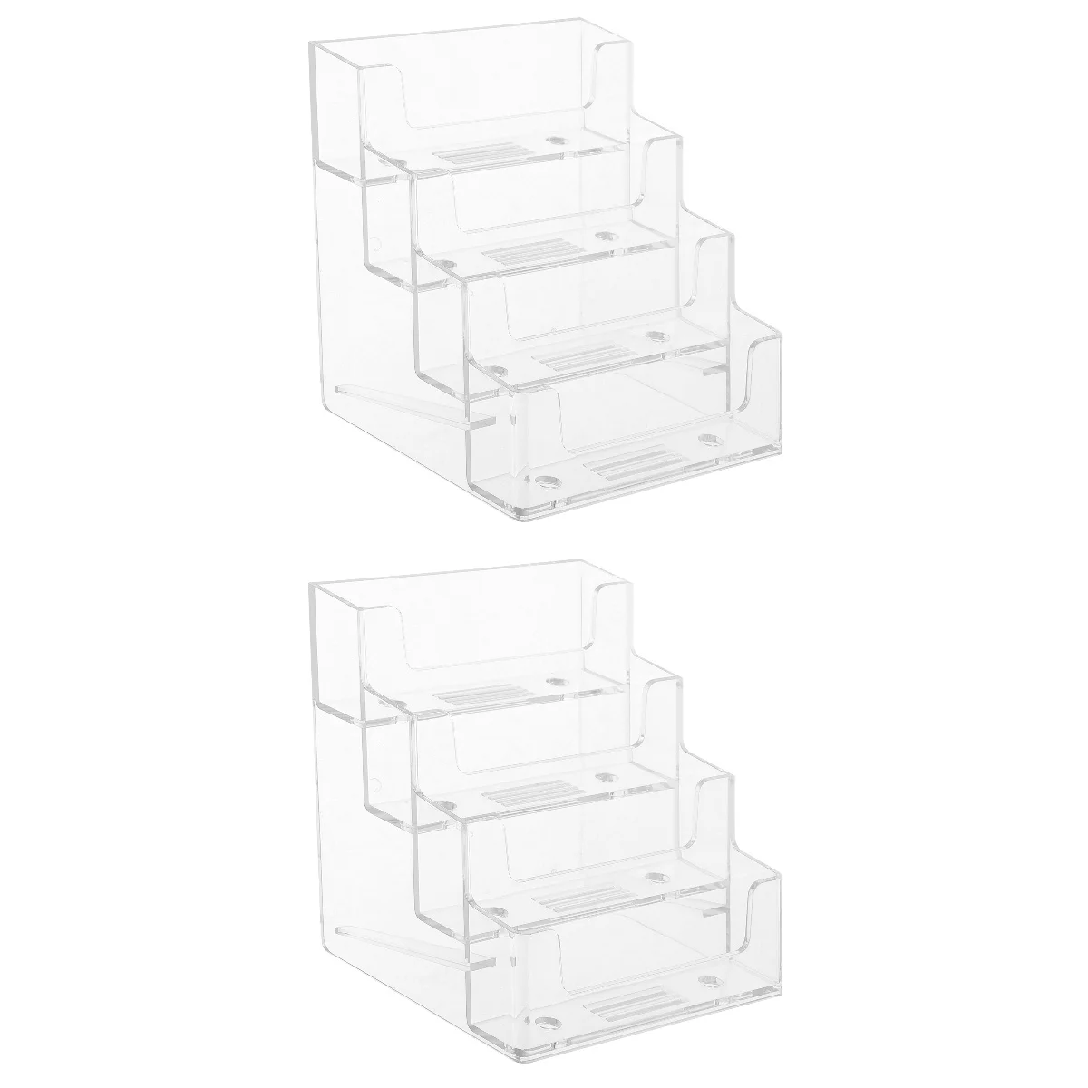 2 Count Multi-layer Business Card Box Display Holder Show Rack for Desk Stand Clear