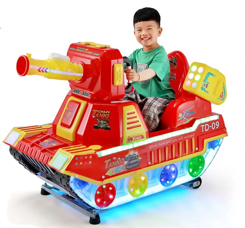 Attractive design coin operated kiddie ride crazy tank game machine for kids playground