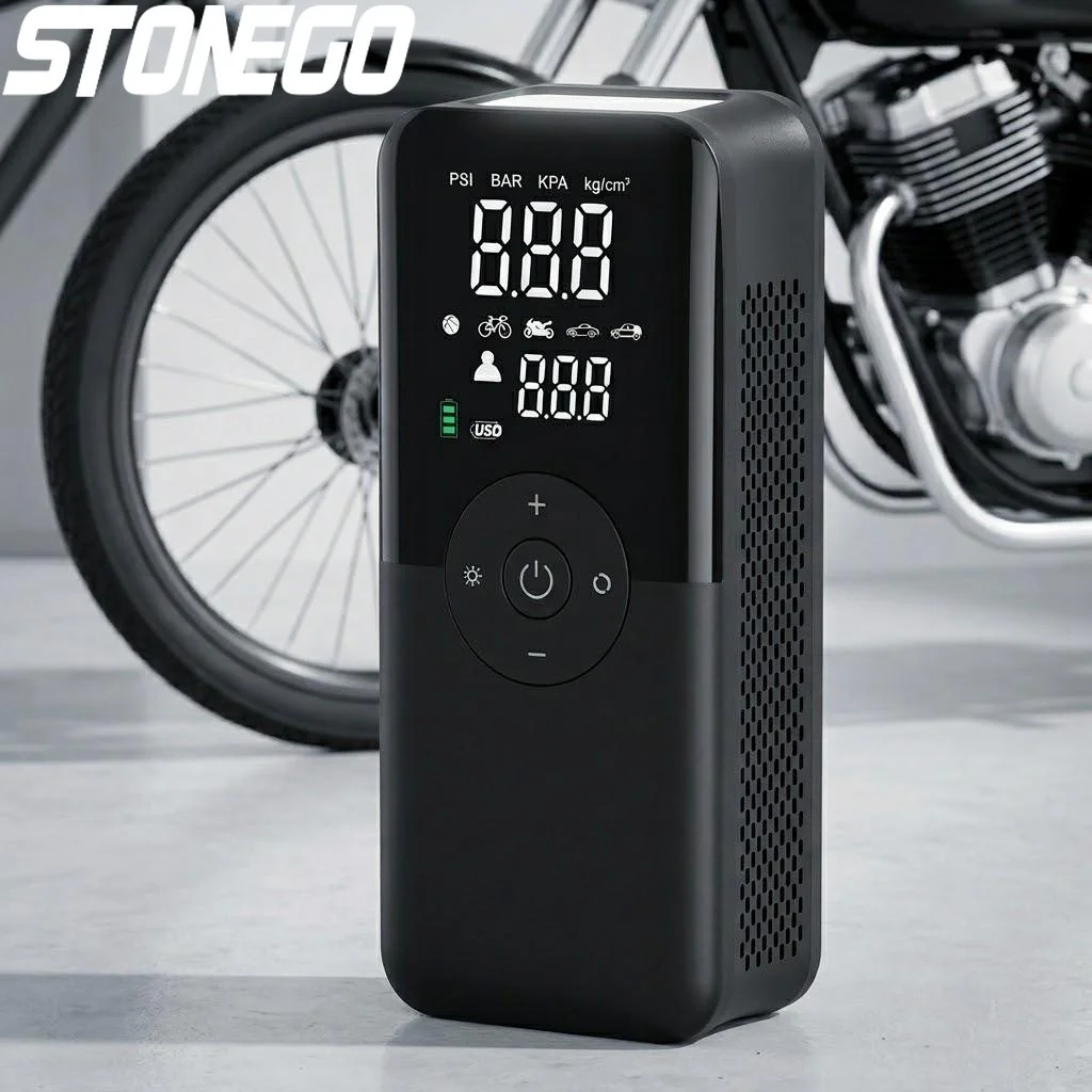 

Portable Rechargeable Air Pump Cordless Tire Inflator for Car Motorcycle Bicycle Sports Balls High Pressure