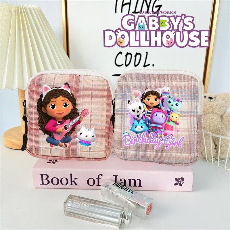 

Кукольный домик Габби, женские портативные гигиенические салфетки, тампоны, сумки для хранения, милый мультяшный хлопковый дорожный кошелек для макияжа на молнии, кошелек для монет