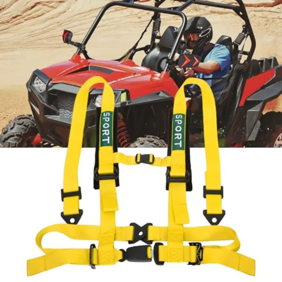 

Желтый 4-точечный гоночный ремень безопасности (1 шт.) с 2-дюймовыми комфортными усиленными наплечниками и быстрой автоматической пряжкой для UTV, ATV, спортивных мотовездеходов